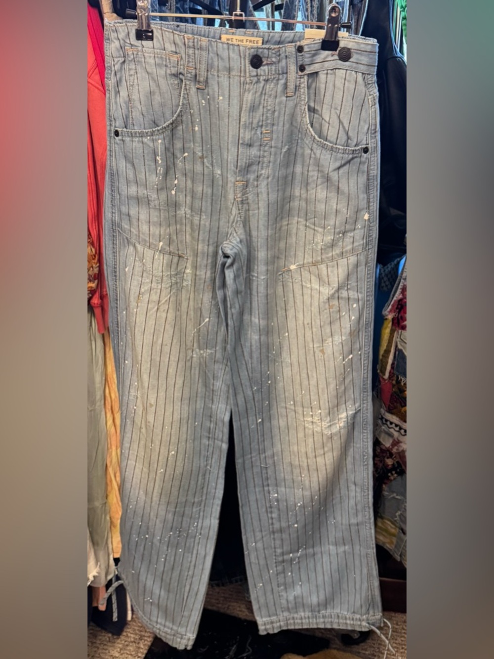 NWOT We the Free People Don't Wait Up Pinstripe Boyfriend Jeans After Hours - 25 - Picture 13 of 17